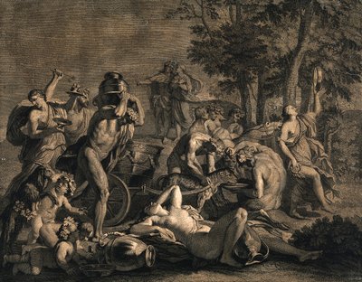 A Bacchanalian Gathering with Leopards Pulling by Nicolas Poussin